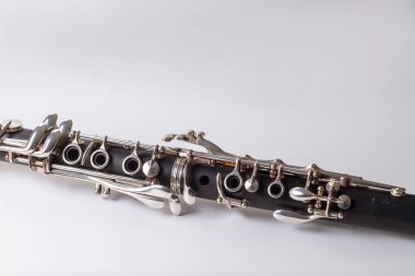 Clarinet on white background French model clarinet (Boehm standard keys) clipart