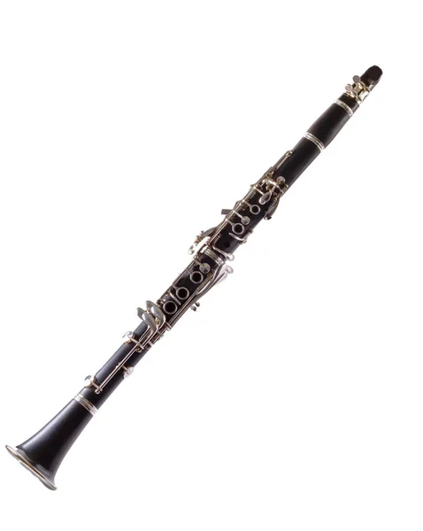 Clarinete Sobre Fundo Branco Modelo Francês Clarinete Boehm Chaves Padrão — Fotografia de Stock