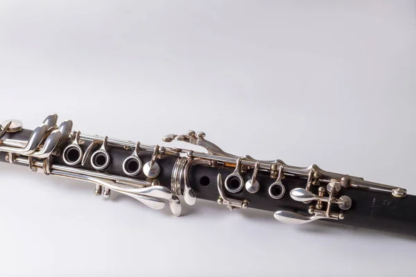 Clarinetto Sfondo Bianco Clarinetto Modello Francese Chiavi Standard Boehm — Foto Stock