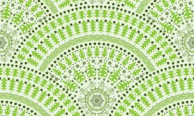 Vector seamless pattern with fish scale layout. Christmas and new year patterns, consisting of trees, stars, snowflakes, snowmen, snow drifts.