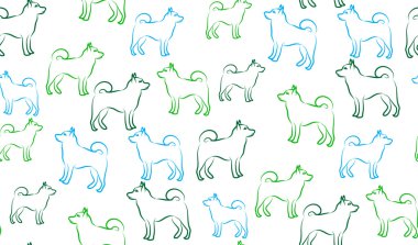 Köpeklerin vektör seamless modeli. Gri kaotik köpekler.