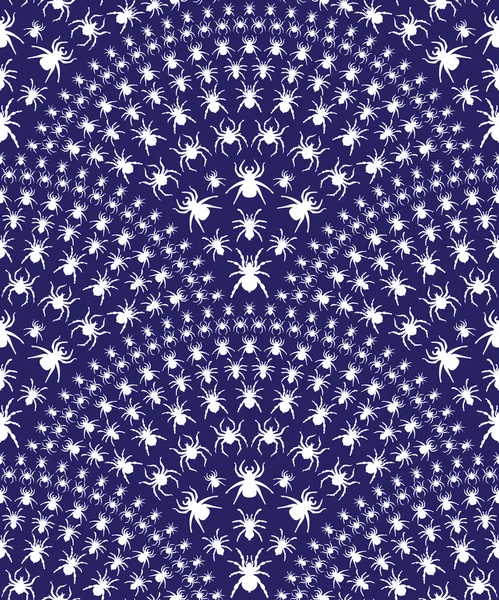 Векторный бесшовный рисунок с голубыми пауками на коричневом фоне. Пауки расположены в форме вентилятора . — стоковый вектор