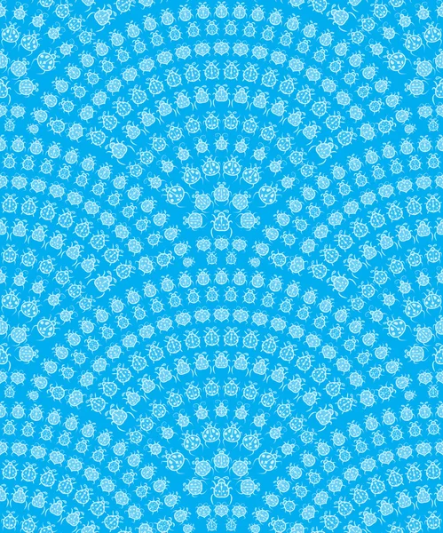 Patrón sin costura vectorial de mariquitas azules en forma de abanico . — Vector de stock