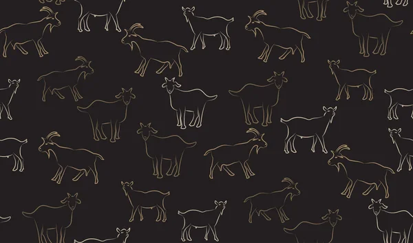 Fond abstrait vectoriel sans couture de chèvres. Chèvres chaotiques . — Image vectorielle