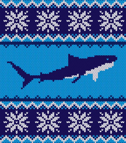 Yatay Dikişsiz örgü desen. Örme köpekbalığı ve kar tanesi.