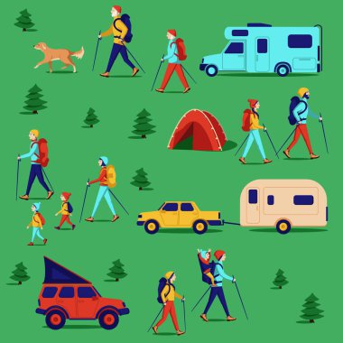 Karakter belirlendi. Turizm, yürüyüş, doğa yürüyüşü. Bir karavanda seyahat etmek, çadırda dinlenmek. Çocuklar, gençler, orta yaş, yaşlılar. Ailemle baş başa. Kamp yapan evli çiftler.