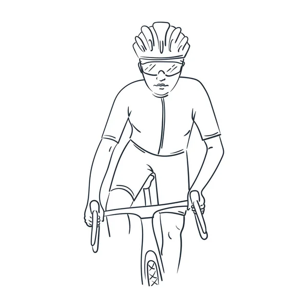 Ciclista Estilo Boceto Dibujado Mano Hombre Una Mujer Uniforme Bicicleta — Vector de stock