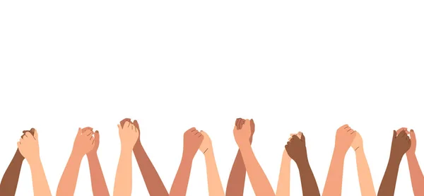 Les Mains Levées Tiennent Une Autre Concept International Day Friendship — Image vectorielle