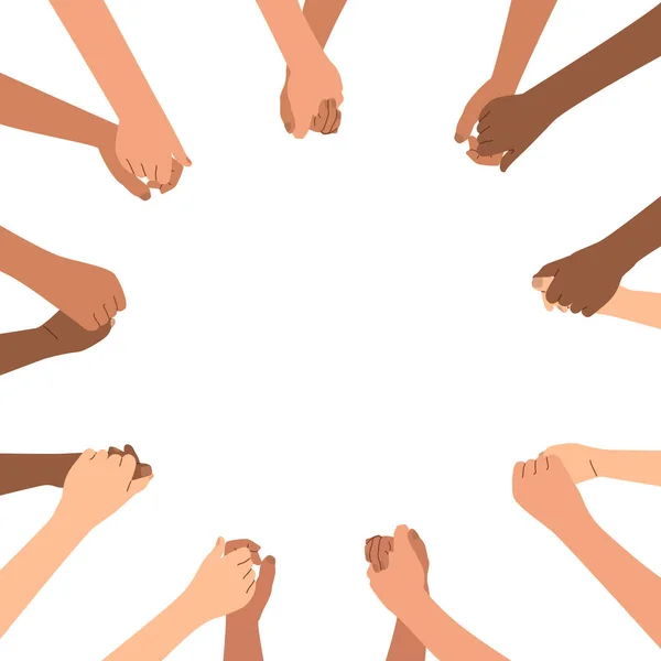 Diverses Mains Tiennent Une Autre Cercle Journée Amitié Internationale Aide — Image vectorielle