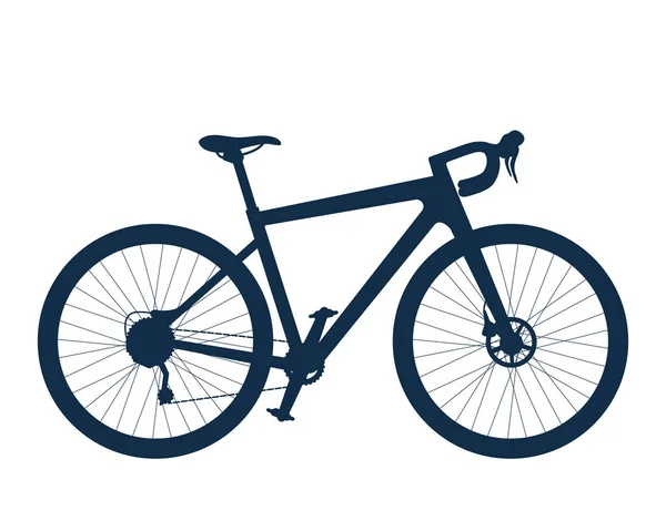 Gravel Road Touring Bikes Silhouette Style Vector Illustration Isolated White — Vector de stock