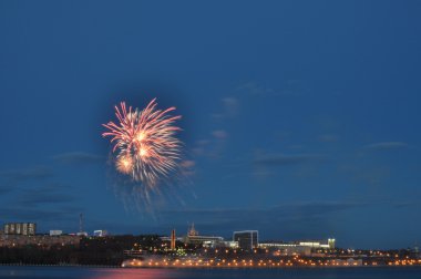 fireworks on the waterfront of Izhevsk clipart