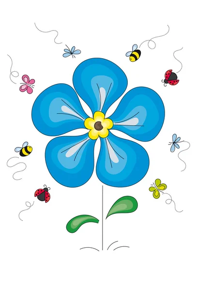 Flor que atrae insectos — Vector de stock