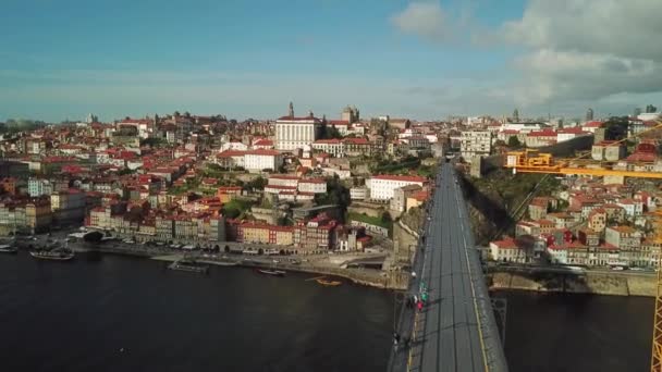 Porto Bridge Met Metro Portugal — Stockvideo