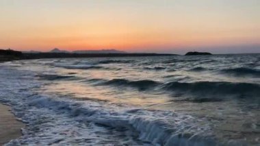 Girit Adası, Yunanistan 'da Gün Batımı ve Deniz 