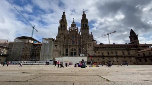 Santiago Compostela Katedrali Zaman Alanı Spanya — Stok video