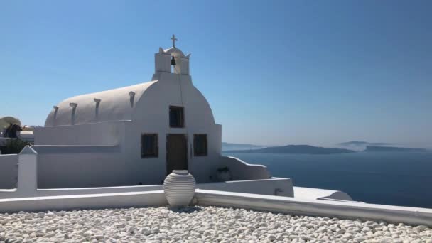 Santorini Kyrka Grekland — Stockvideo