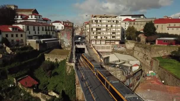 Treno Della Metropolitana Porto Bridge Portogallo — Video Stock