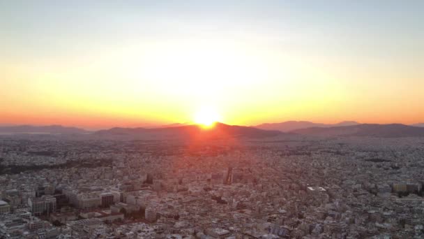 Sunset Athens City View Greece — Stock Video