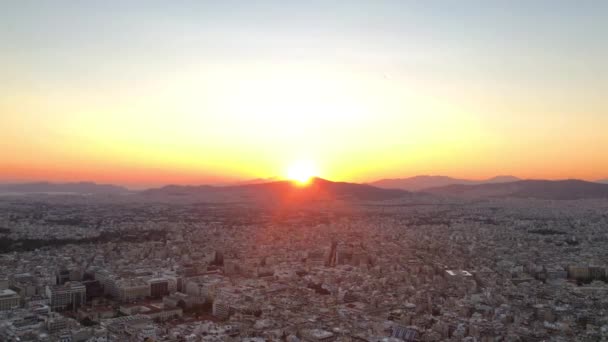 Sunset Athens City View Greece — Stock Video