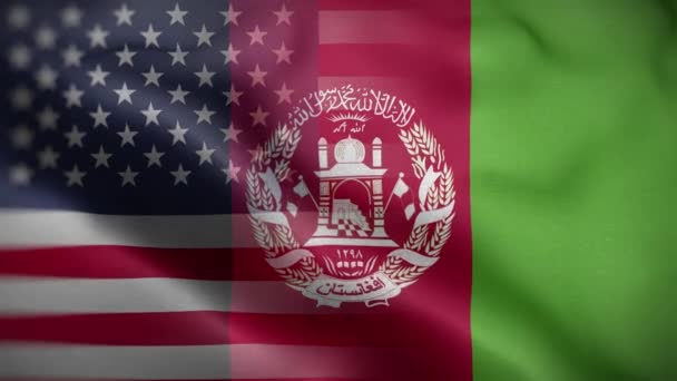 Verenigde Staten Afghanistan Flag Loop Achtergrond — Stockvideo
