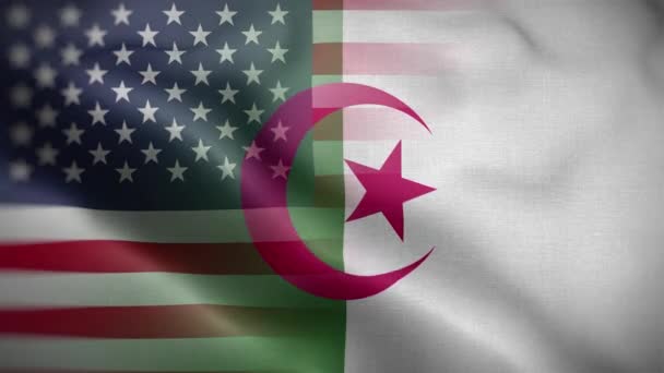 Usa Algeria Bandiera Loop Sfondo — Video Stock