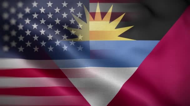 Usa Antigua Barbuda Vlajka Smyčka Pozadí — Stock video