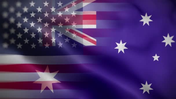 Verenigde Staten Australië Flag Loop Achtergrond — Stockvideo