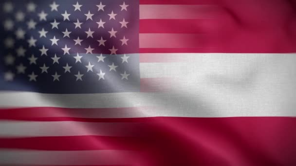 Usa Österreich Flagge Schleife Hintergrund — Stockvideo