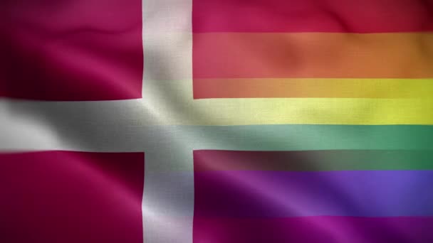 Fondo Bucle Bandera Lgbt Dinamarca — Vídeo de stock