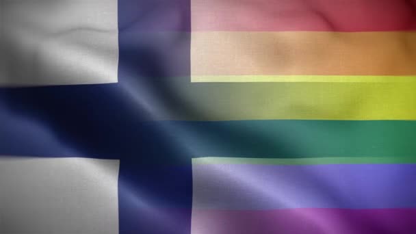 Lgbt Finnland Flaggenschleife Hintergrund — Stockvideo