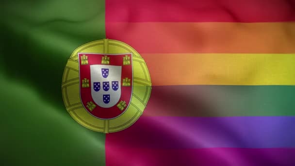 Antecedentes Del Lazo Bandera Lgbt Portugal — Vídeos de Stock