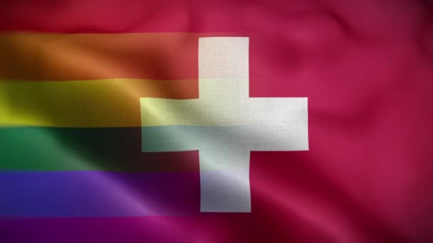 Lgbt Schweiz Flaggenschleife Hintergrund — Stockvideo