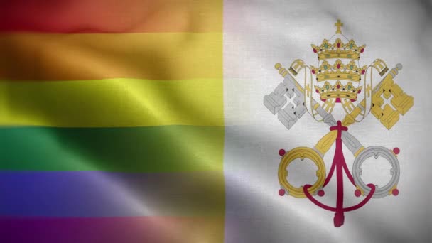 Lgbt Vatican City Holy See Flag Loop Background — 비디오