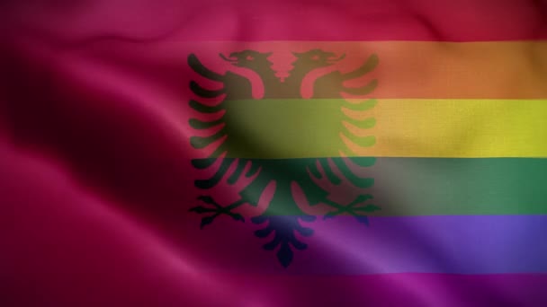 Antecedentes Del Lazo Bandera Lgbt Albania — Vídeo de stock