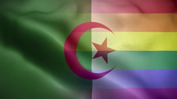 Hbtq Algeriet Flagga Loop Bakgrund — Stockvideo