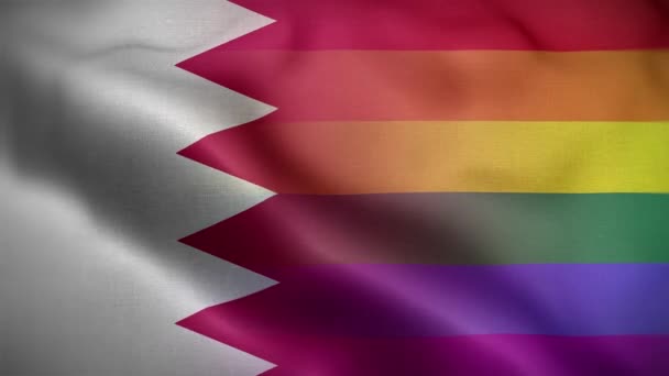 Fundo Laço Bandeira Bahrein Lgbt — Vídeo de Stock