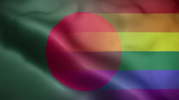 Antecedentes Del Lazo Bandera Lgbt Bangladesh — Vídeos de Stock