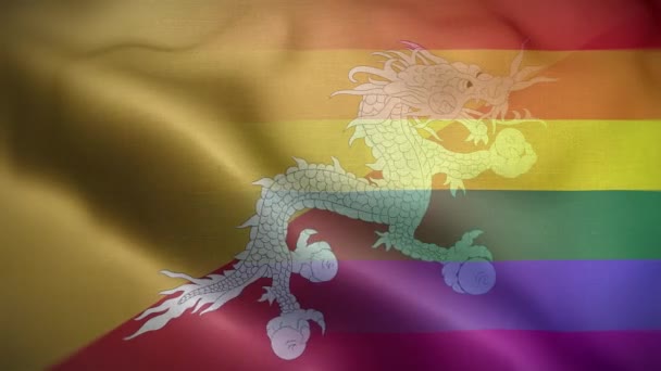 Lgbt Bhutan Flag Loop Background — Αρχείο Βίντεο