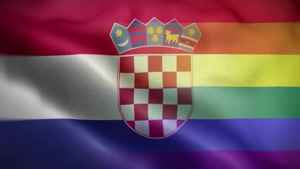 Antecedentes Del Lazo Bandera Lgbt Croacia — Vídeos de Stock