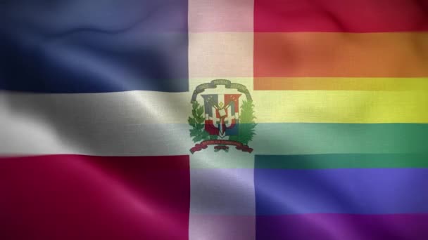 Fondo Bucle Bandera República Dominicana Lgbt — Vídeos de Stock