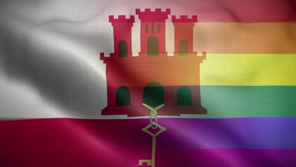 Fundo Laço Bandeira Lgbt Gibraltar — Vídeo de Stock