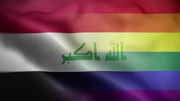 Fondo Del Lazo Bandera Lgbt Iraq — Vídeos de Stock