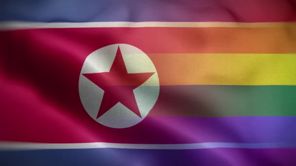Lgbt Corea Del Norte Bandera Loop Antecedentes — Vídeos de Stock