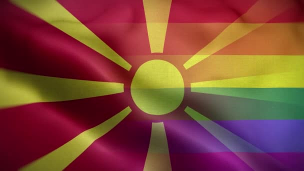 Лгбт Македония Флаг Петля Фон — стоковое видео