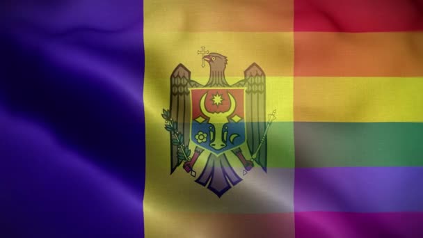Lgbt Moldawien Flagge Schleife Hintergrund — Stockvideo