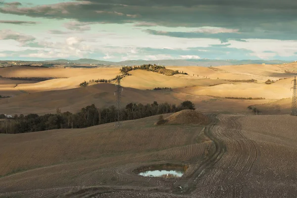Тоскана Валь Арбия Италия Октября 2020 Типичный Тосканский Ландшафт Вечернем — стоковое фото