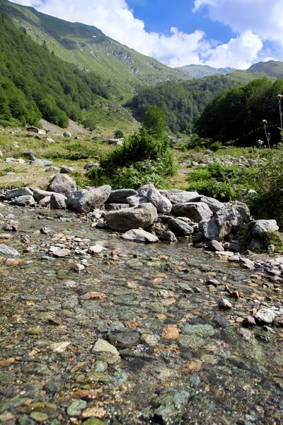 Rensa bäcken vid berg — Stockfoto