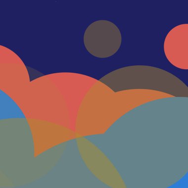 Düz şekiller renkli arkaplan benekli soyut daireler baloncuk iş deseni tasarımı