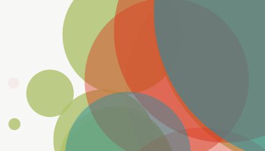 Beyaz arkaplan ile renkli, modern, soyut yuvarlak daireler.