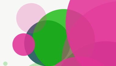 Beyaz arkaplan ile renkli, modern, soyut yuvarlak daireler.